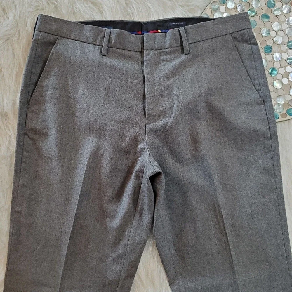J Crew Mens Slim Bedford Wool Dress Pants Size 36 x 30 Gray Straight Leg - Picture 3 of 8
